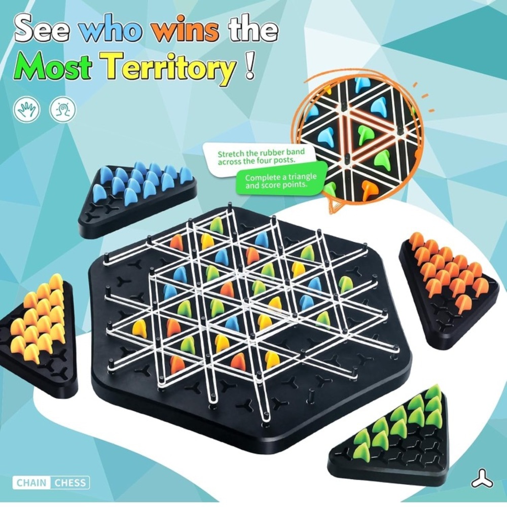 Family Game Night Triangle Chess Game Strategy Board Games Pack of 4 NWT